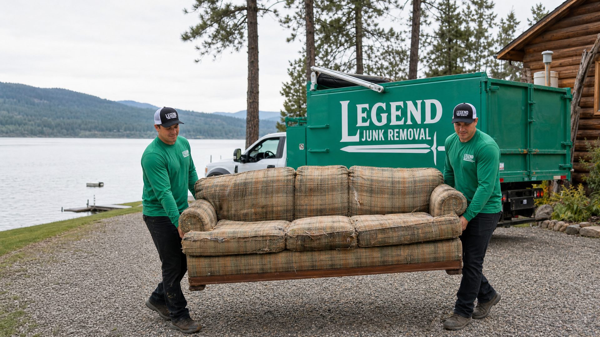Legend Junk Removal crew on a job in Newman Lake, WA