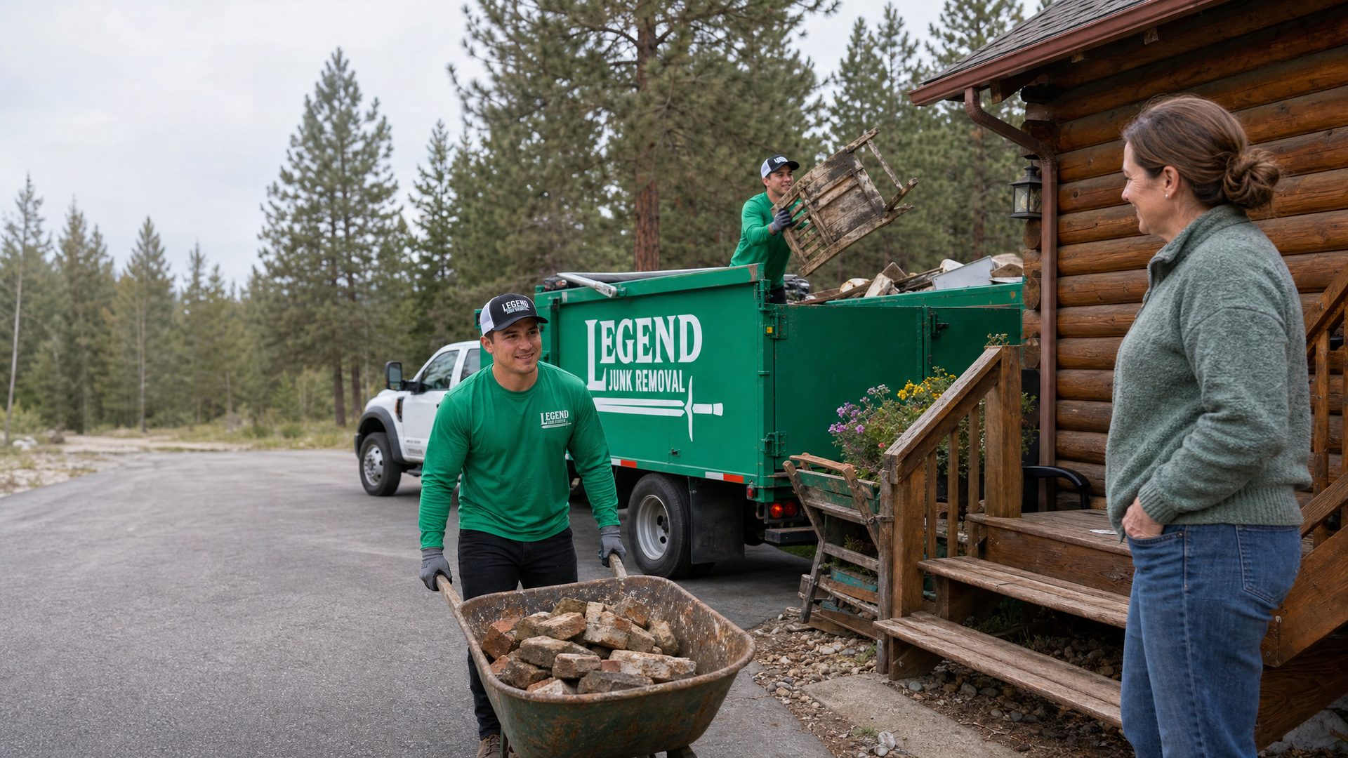 Legend Junk Removal crew on a job in Nine Mile Falls, WA