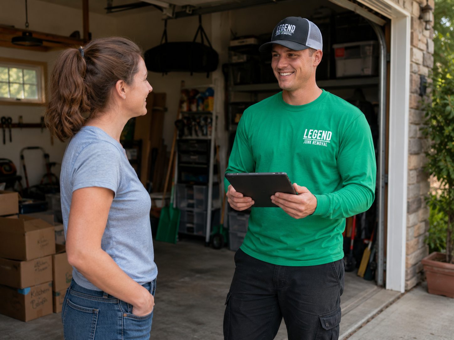 Legend Junk Removal crew on a job in Liberty Lake, WA