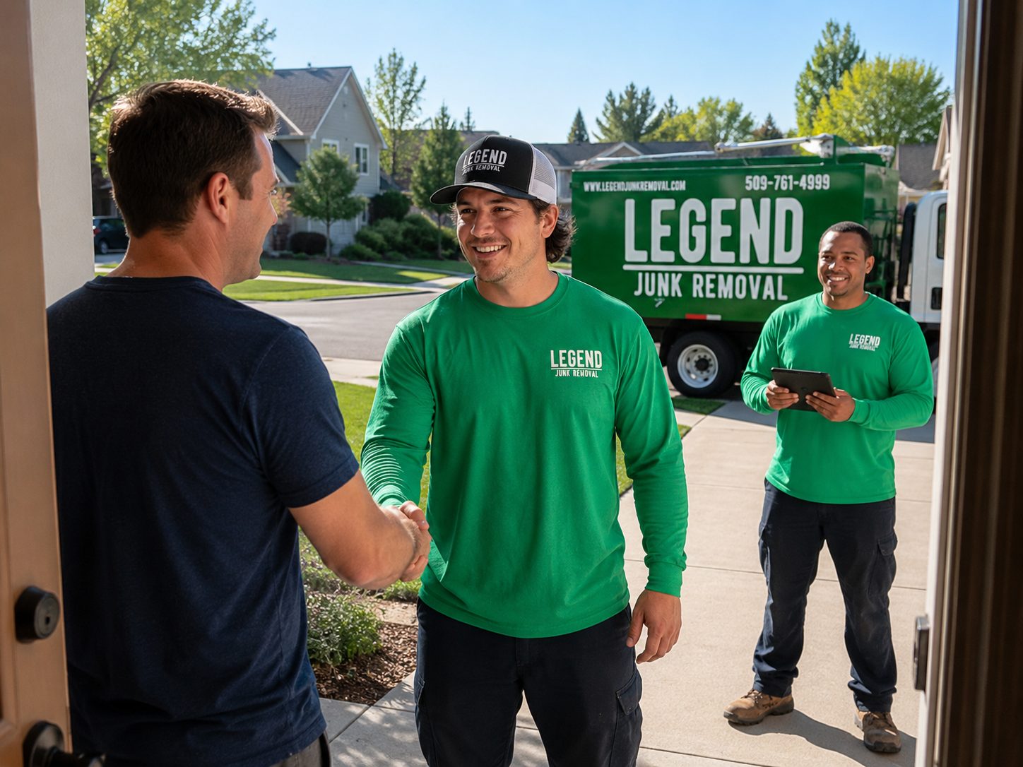 Legend Junk Removal crew on a job outside Spokane