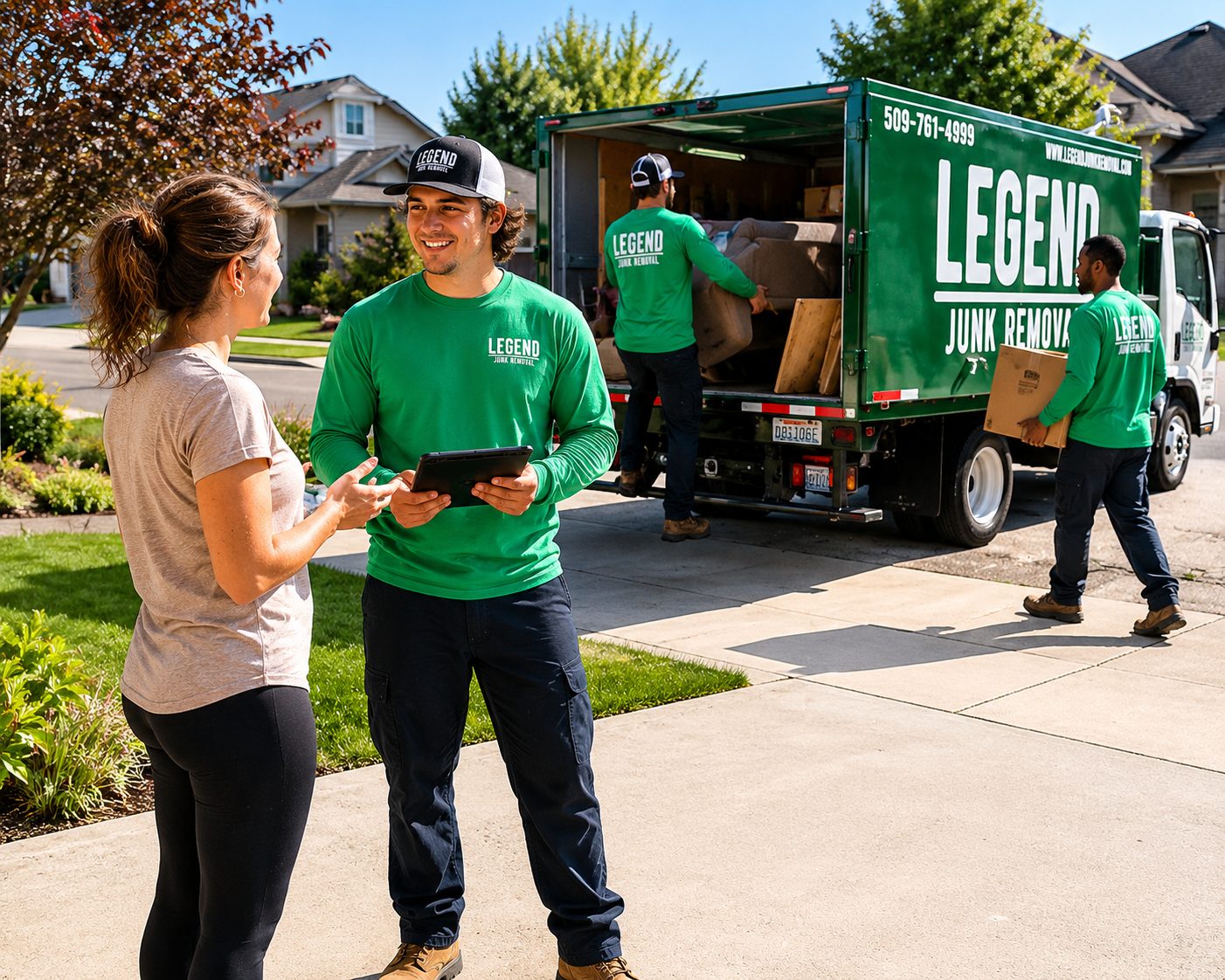 Legend Junk Removal crew on a job in Hayden, ID