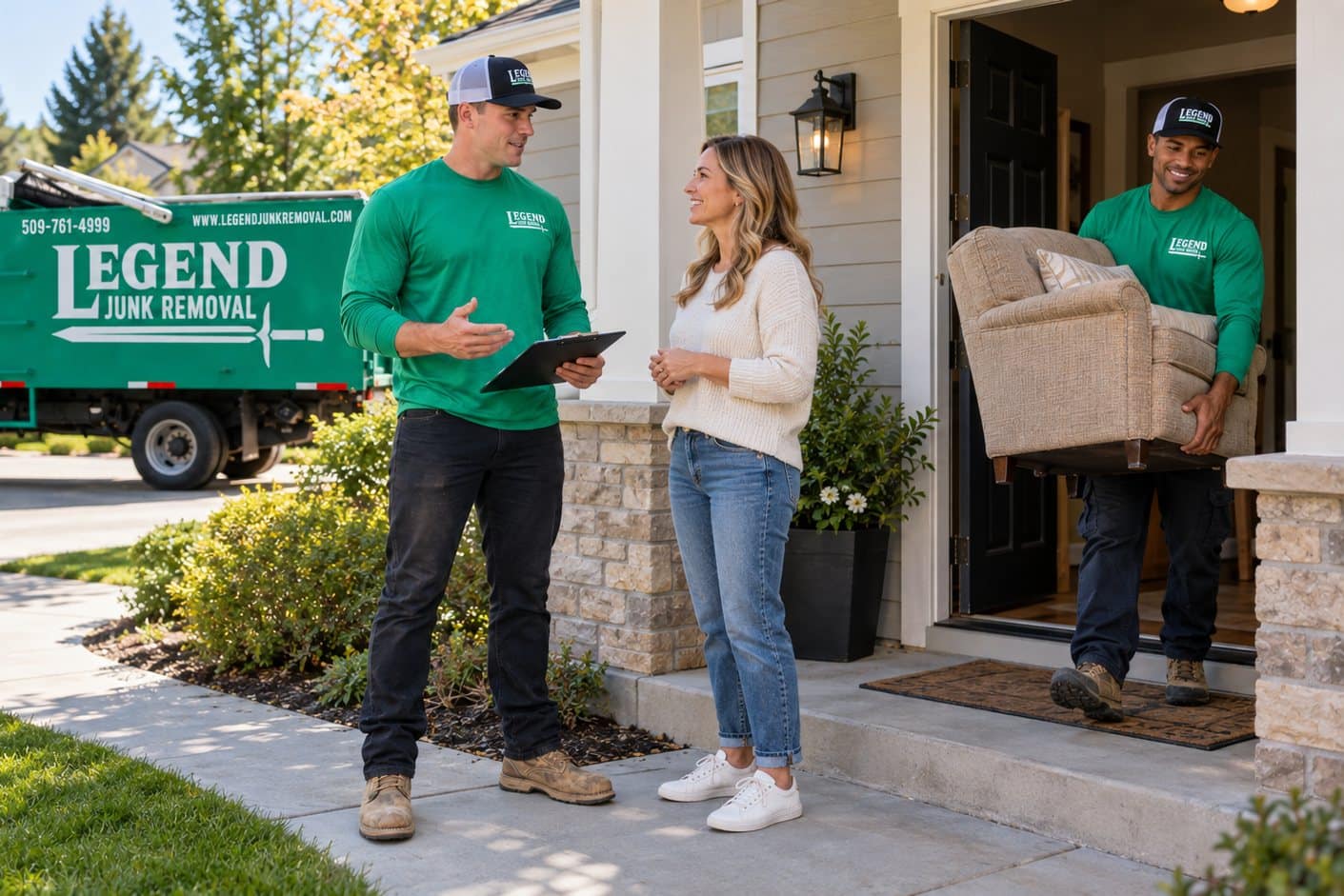 Legend Junk Removal crew on a job in Deer Park, WA
