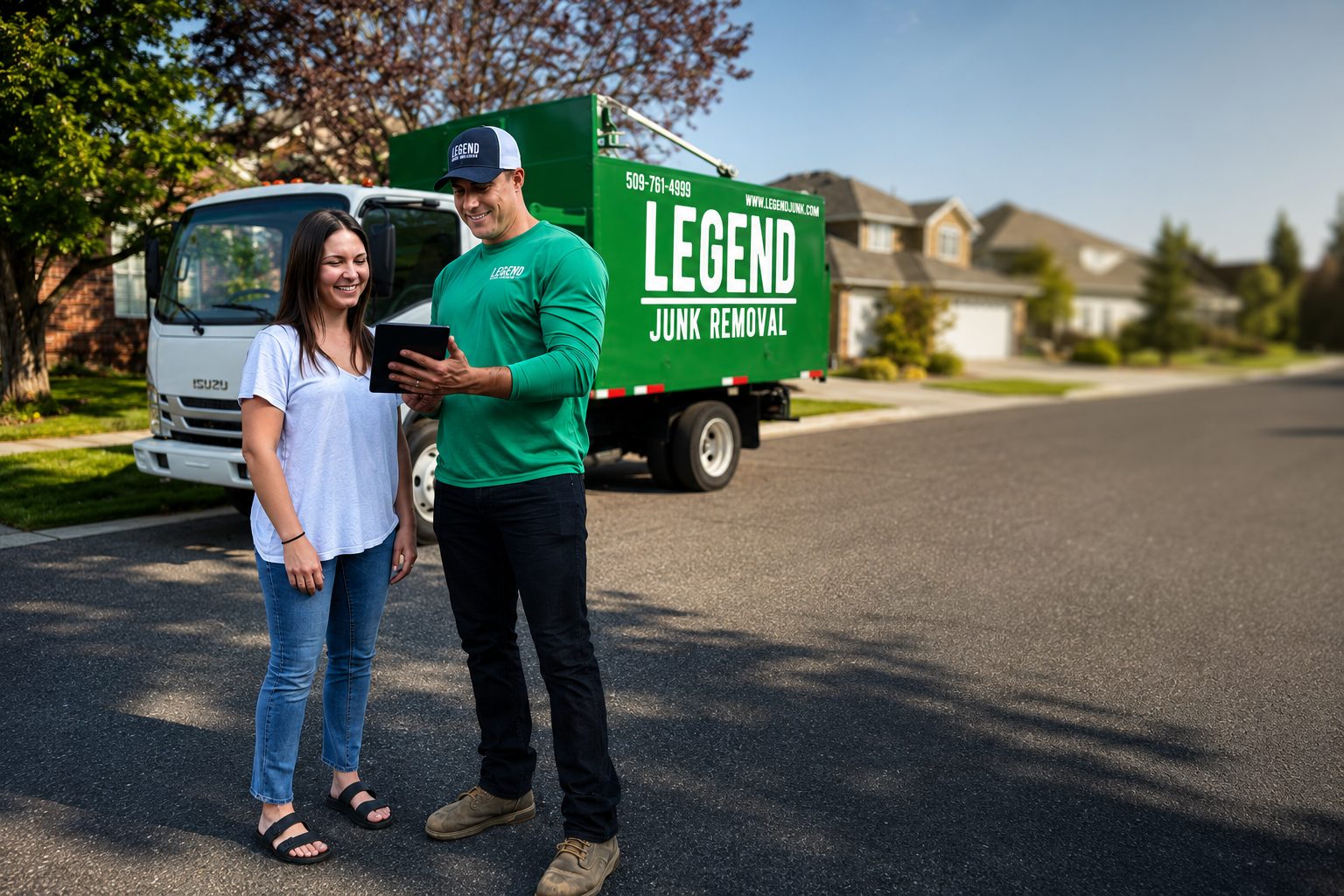 Legend Junk Removal crew on a job in Post Falls, ID